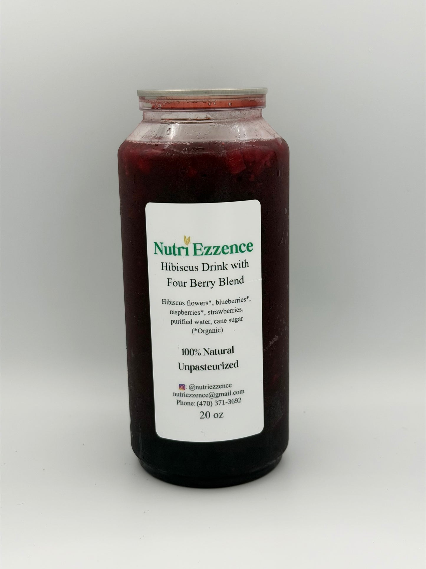 Hibiscus Drink with Four Berry Blend and Diced Strawberries