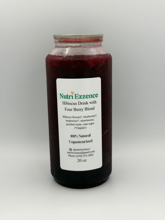 Hibiscus Drink with Four Berry Blend and Diced Strawberries